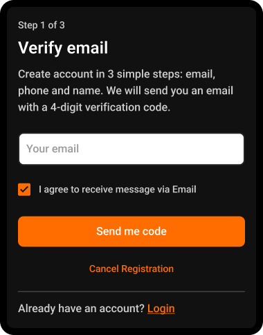 Step 4: Enter your email and click Send me code