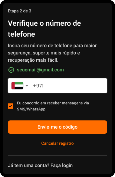 Passo 6: Verificação de telefone