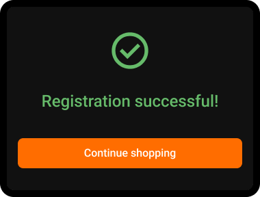 Registration successful - start placing orders