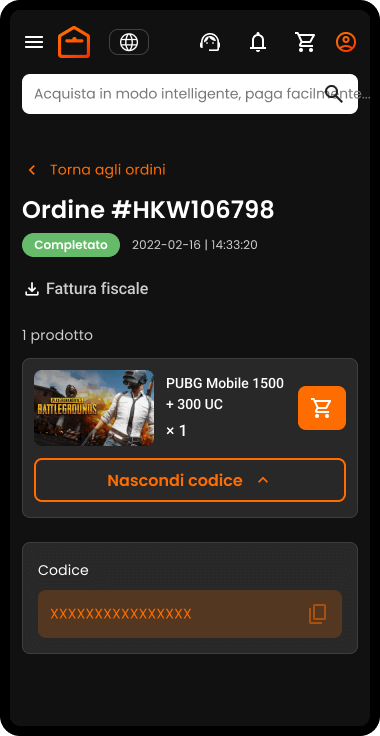 Copia il tuo codice e usalo