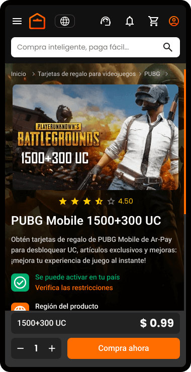 Paso 2: Selecciona el valor deseado del producto y haz clic en Comprar ahora.