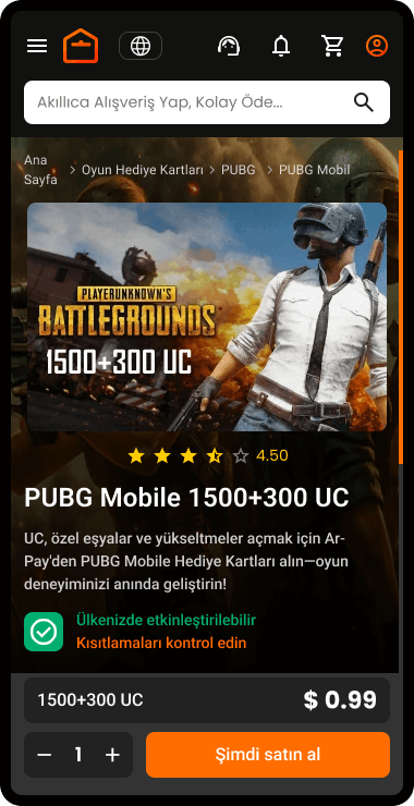 Adım 2: İstediğiniz ürün tutarını seçin ve Hemen Satın Al butonuna tıklayın.