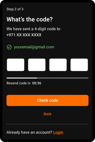 Step 7: Enter the phone code