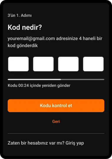 Adım 5: E-postanıza gelen doğrulama kodunu girin.