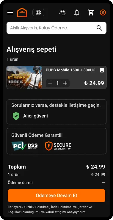 Adım 3: Alışveriş sepetinizi görüntüleyin ve Ödemeye Devam Et seçeneğine tıklayın.