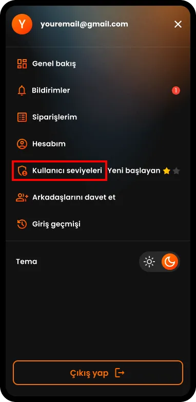 Adım 2. Kullanıcı seviyelerini seçin