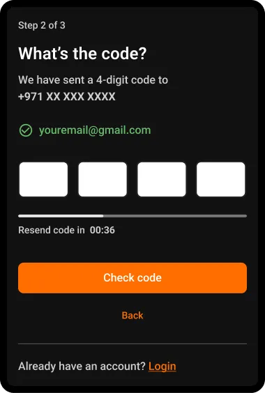 Step 7: Enter the Code that you receive on your phone  