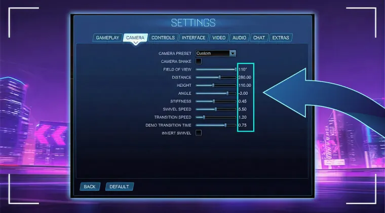 Best Rocket League Camera Settings -