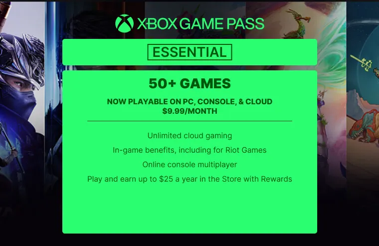 Xbox Game Pass Essential: The Budget Option