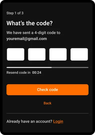 Step 5: Enter the Code that you receive in your Email  