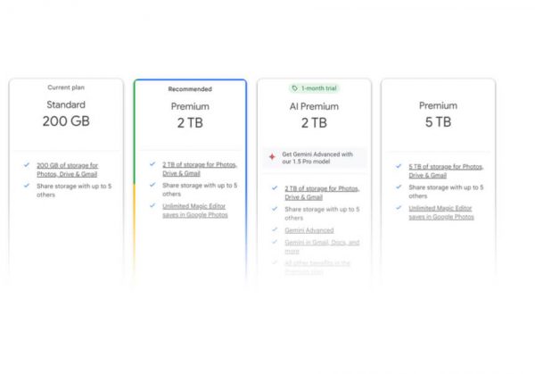 Google One Plans and Pricing 